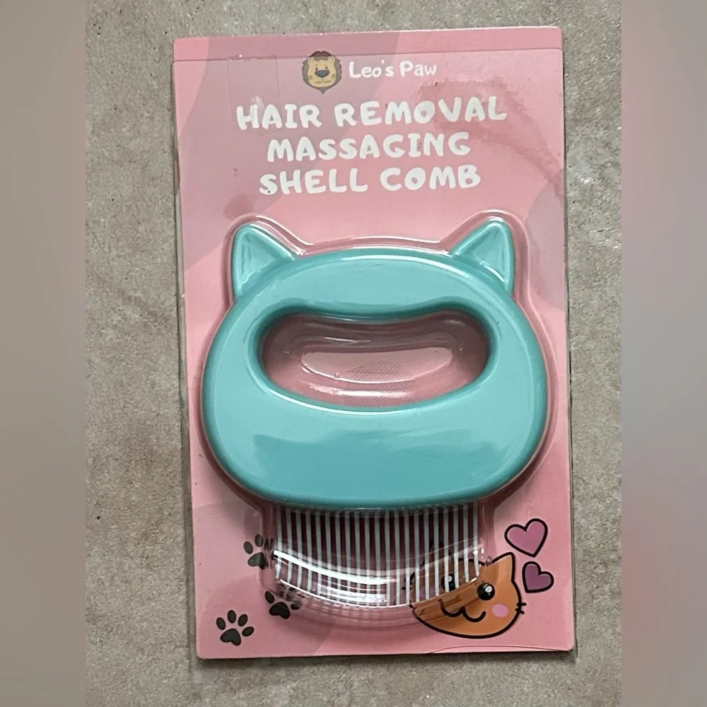 Leo's Paw Pink Hair Removal Massaging Shell Comb